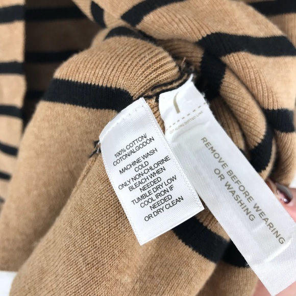 Loft Striped Tan Sweater Asymmetrical Split Back - Picture 6 of 7